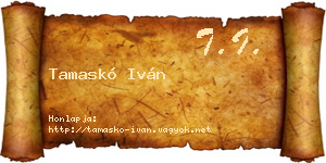 Tamaskó Iván névjegykártya